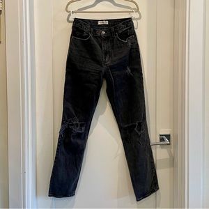 Abercrombie Black Distressed 90’s Straight Ultra High Rise Jeans